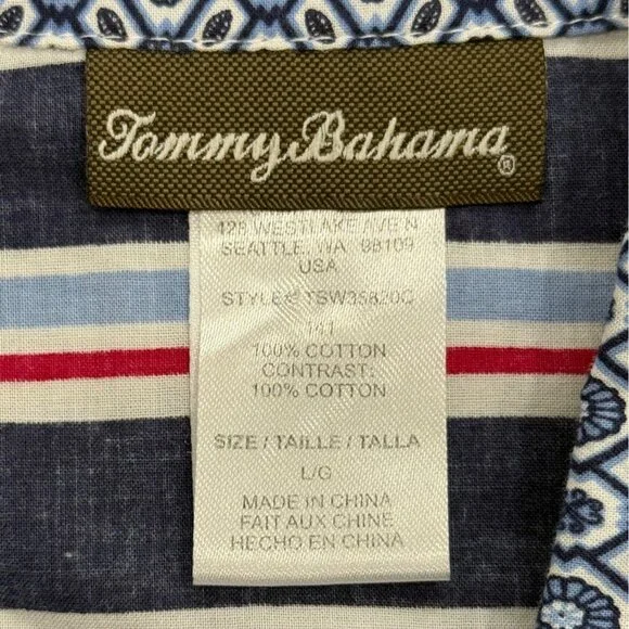 Tommy Bahama Boyfriend Shirt Cover-Up Dress Sleep Striped Blue Womens Size L - Picture 4 of 7